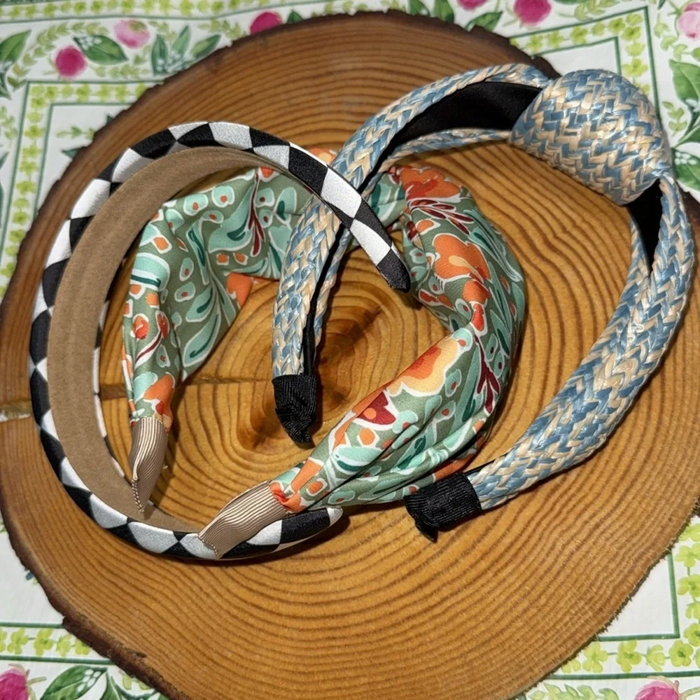 Stylish Women's Headband Set - Black, Blue, Green